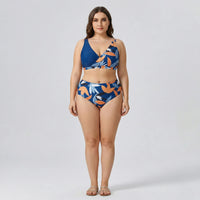 Plus-Size Tropical Print Bikini Set - April