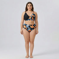 Plus-Size Tropical Print Bikini Set - April