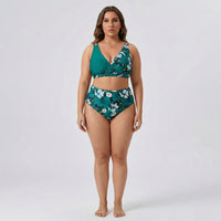 Plus-Size Tropical Print Bikini Set - April