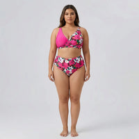 Plus-Size Tropical Print Bikini Set - April