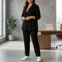 Plus Size Blazer And Pants Set - Karla
