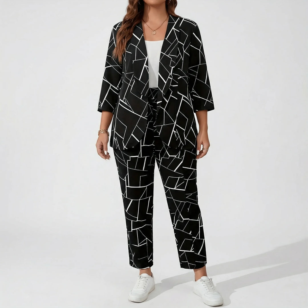 Plus Size Blazer And Pants Set - Karla