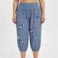 Plus Size Butterfly Print Capri Pants - Ella