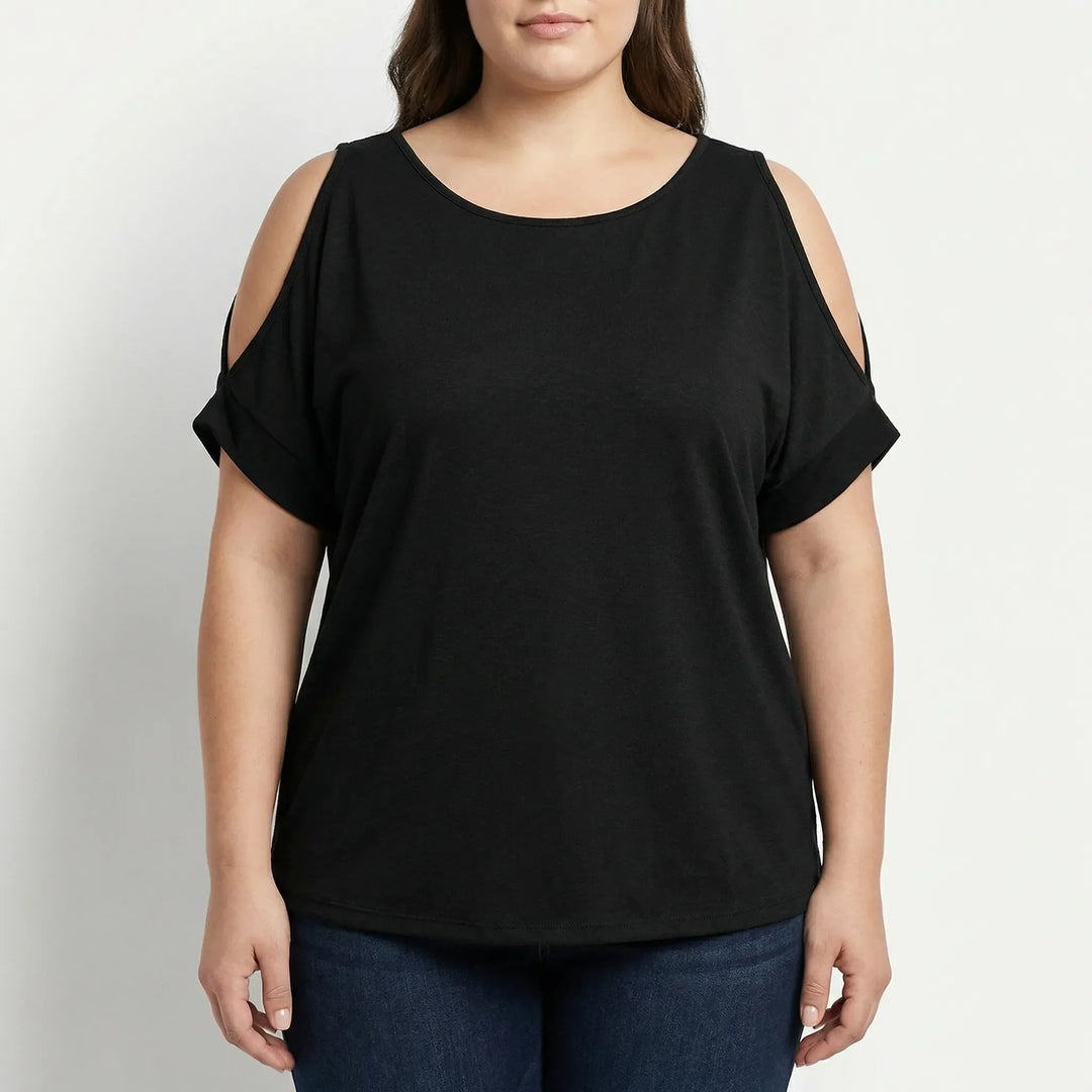 Plus Size Cold-Shoulder Short Sleeve Top - Melissa