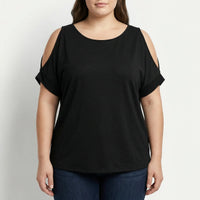 Plus Size Cold-Shoulder Short Sleeve Top - Melissa
