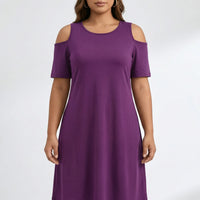 Plus Size Cold Shoulder Knee Dress - Terri