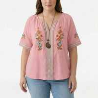 Plus Size Embroidered Short Sleeve Top - Natasha
