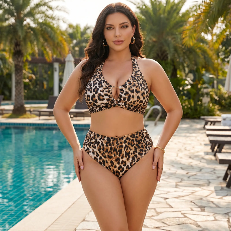 Plus Size Halter Bikini Set - Leticia