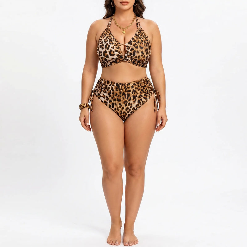 Plus Size Halter Bikini Set - Leticia
