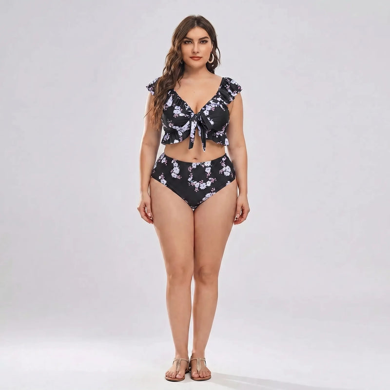Plus Size High Waist Bikini Set - Jeanette