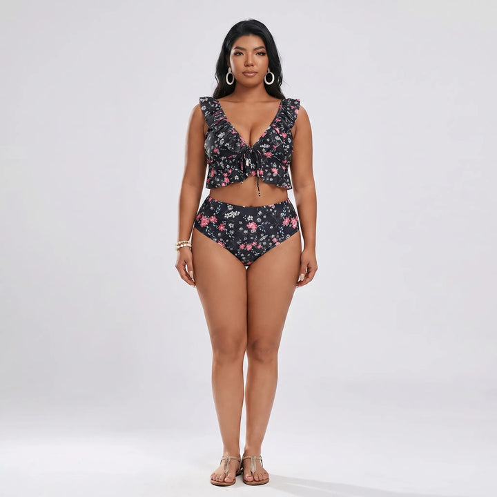 Plus Size High Waist Bikini Set - Jeanette