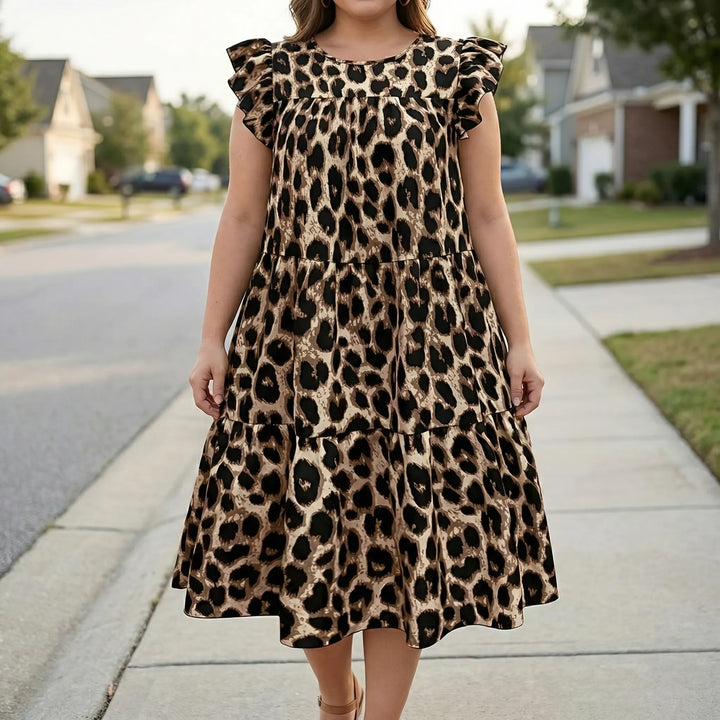 Plus Size Leopard Print Midi Dress - Sheri