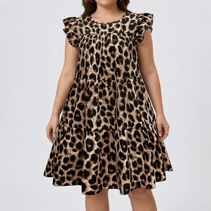 Plus Size Leopard Print Midi Dress - Sheri
