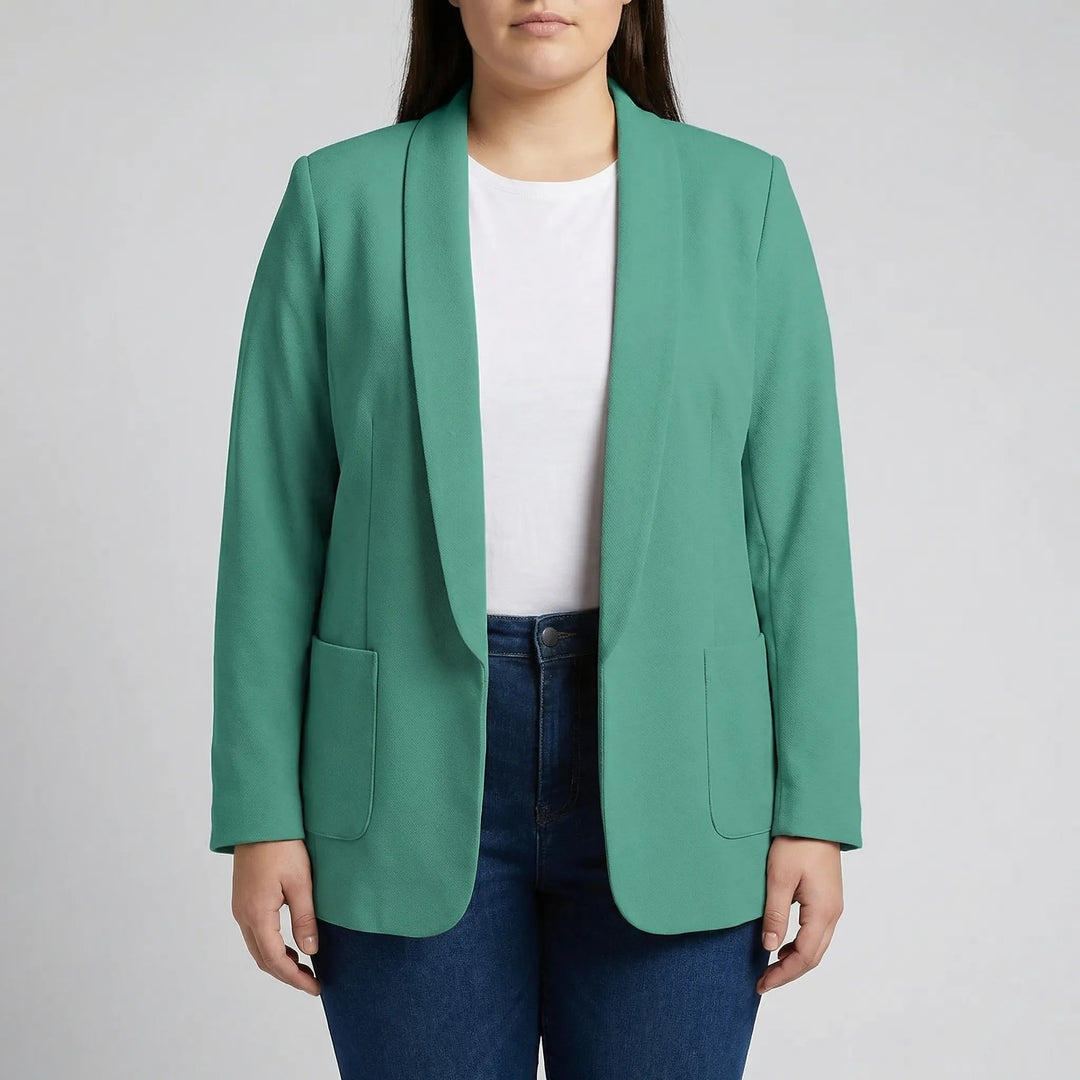 Plus Size Open-Front Lapel Blazer - Louise