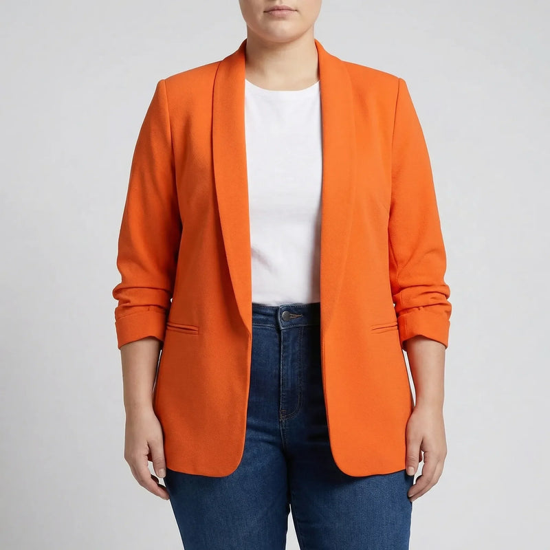 Plus Size Open-Front Lapel Blazer - Louise