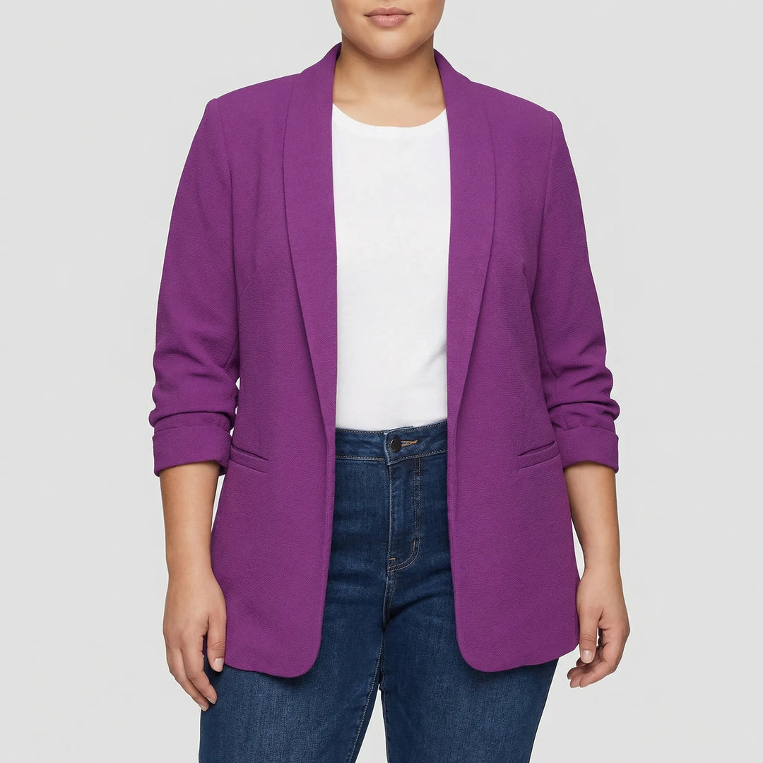Plus Size Open-Front Lapel Blazer - Louise