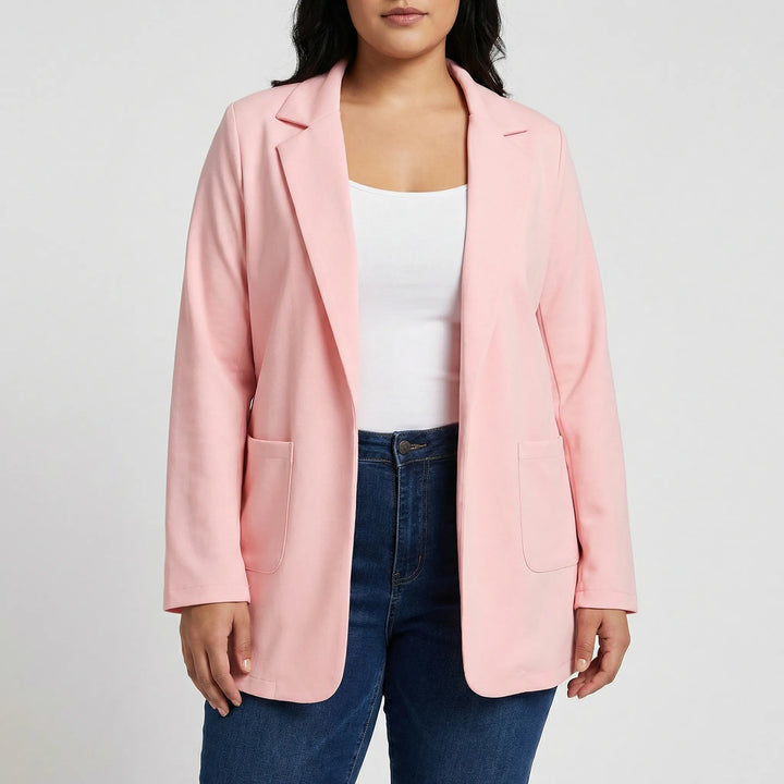 Plus Size Open-Front Lapel Blazer - Louise