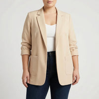 Plus Size Open-Front Lapel Blazer - Louise