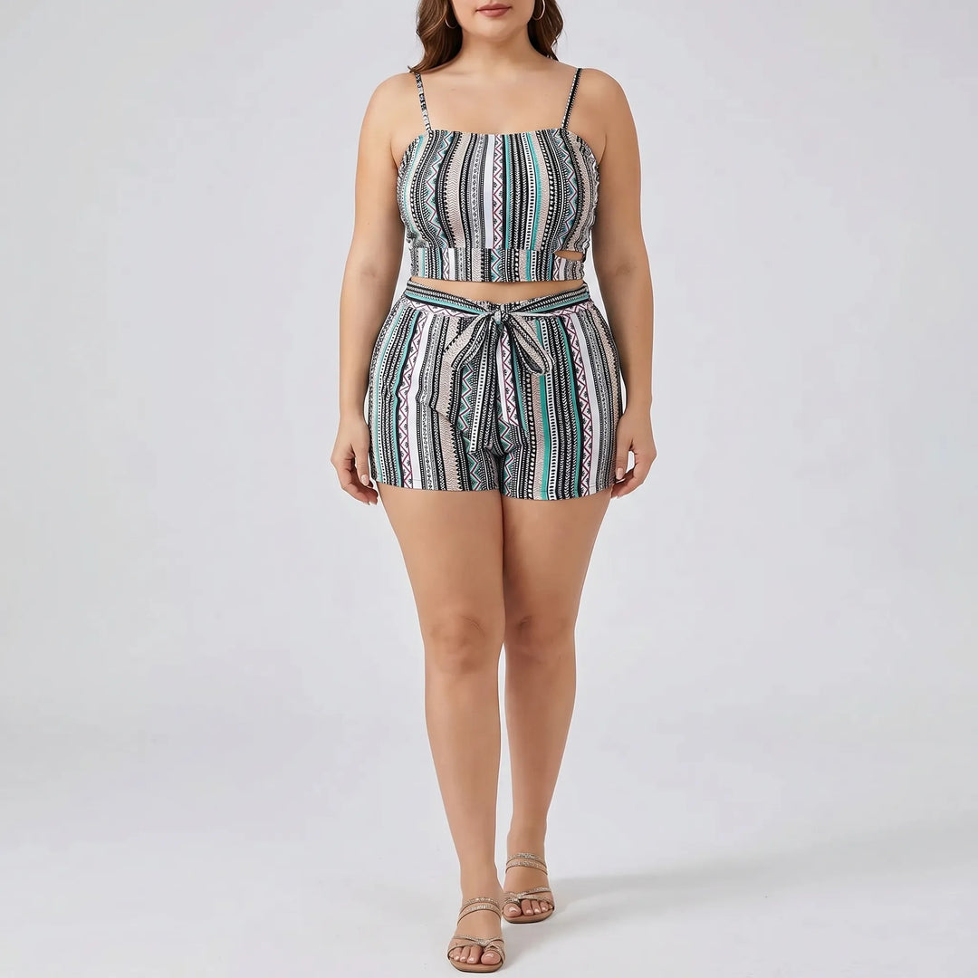Plus Size Patterned Swimsuit - Lorena