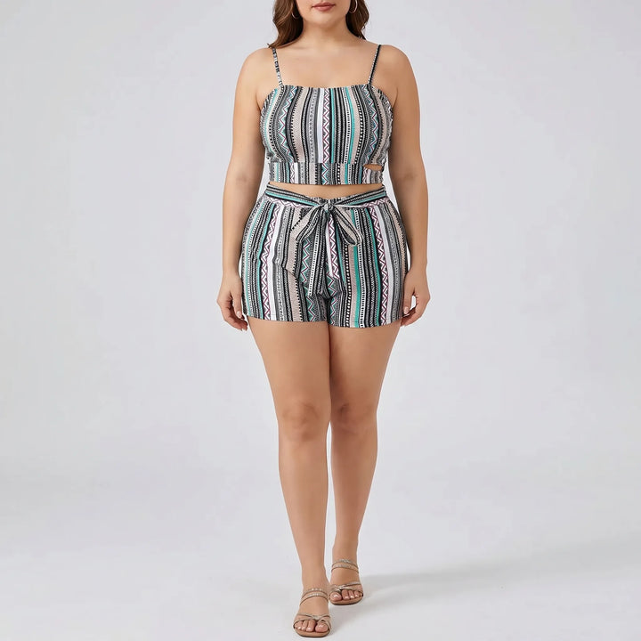 Plus Size Patterned Swimsuit - Lorena