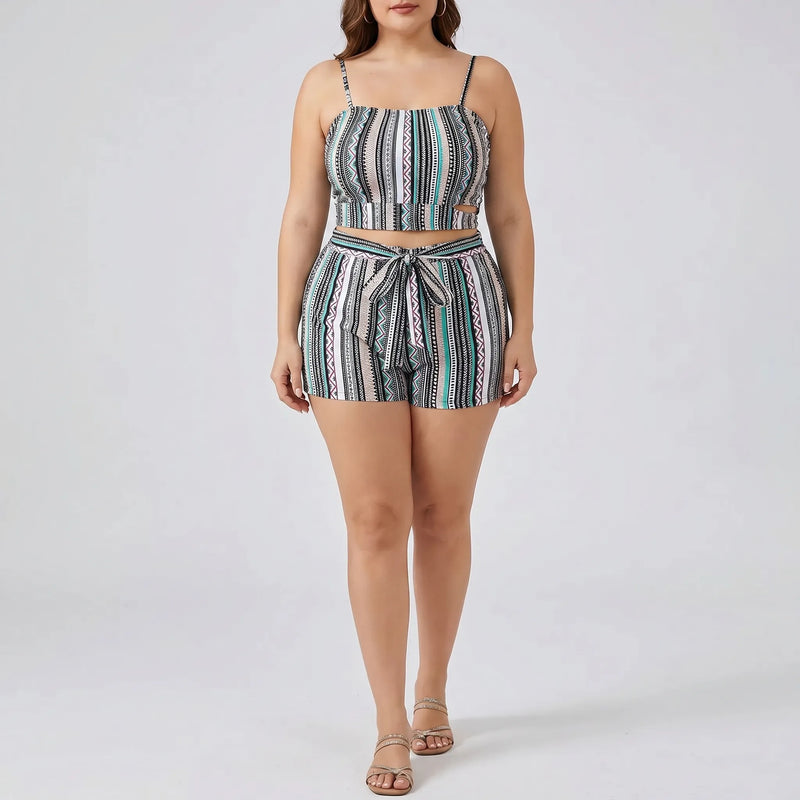 Plus Size Patterned Swimsuit - Lorena
