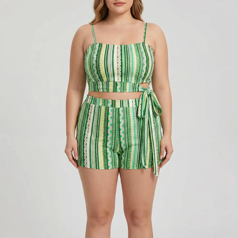 Plus Size Patterned Swimsuit - Lorena