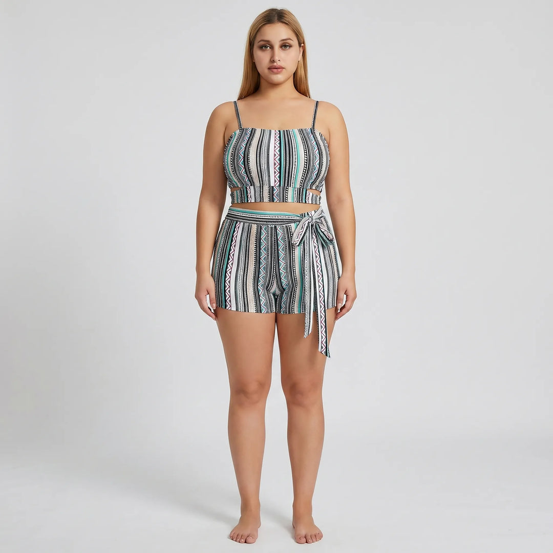 Plus Size Patterned Swimsuit - Lorena