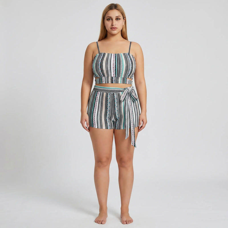 Plus Size Patterned Swimsuit - Lorena