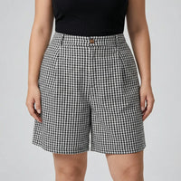 Plus Size Plaid Wide Leg Shorts - Denise