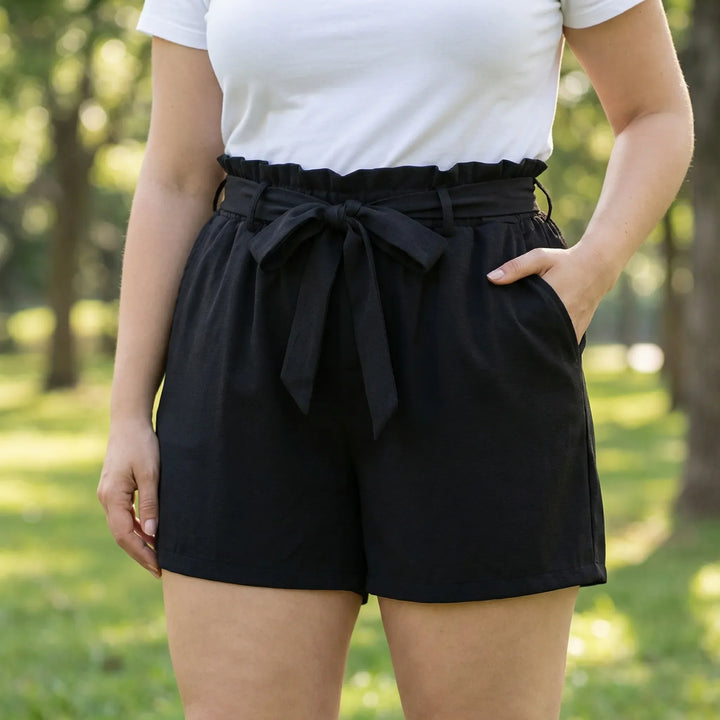 Plus Size Ruffle Waist Shorts - Jeannie