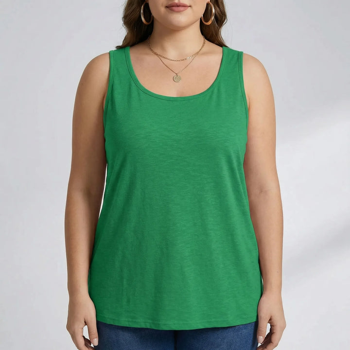 Plus Size Sleeveless U-Neck Tank Top - Lois