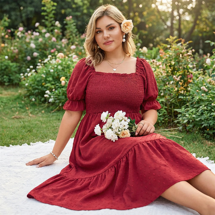 Plus Size Smocked Bodice Maxi Dress - Connie