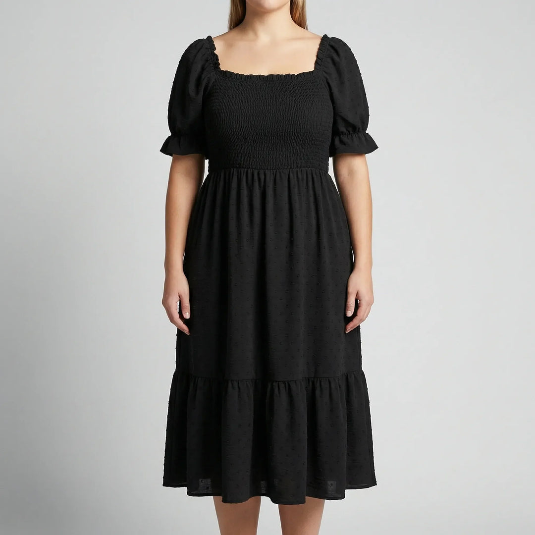 Plus Size Smocked Bodice Maxi Dress - Connie