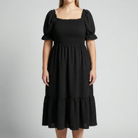 Plus Size Smocked Bodice Maxi Dress - Connie