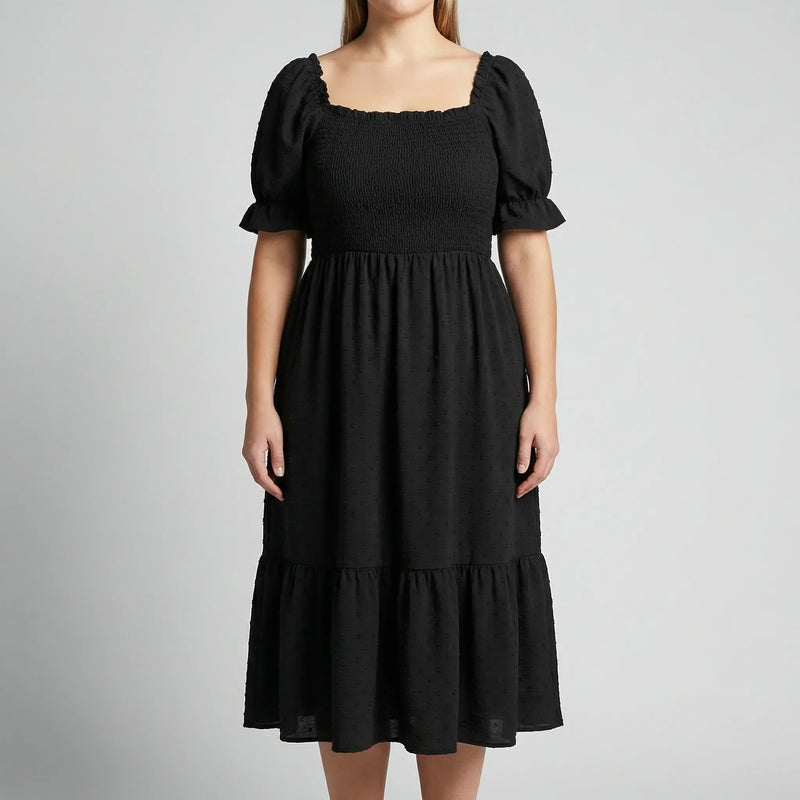 Plus Size Smocked Bodice Maxi Dress - Connie
