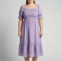 Plus Size Smocked Bodice Maxi Dress - Connie
