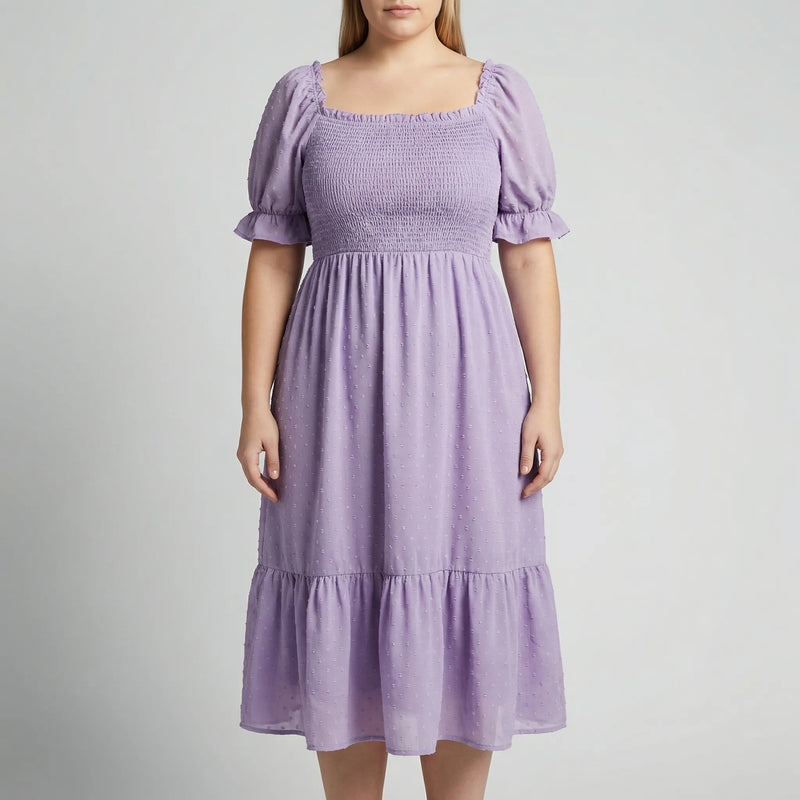 Plus Size Smocked Bodice Maxi Dress - Connie
