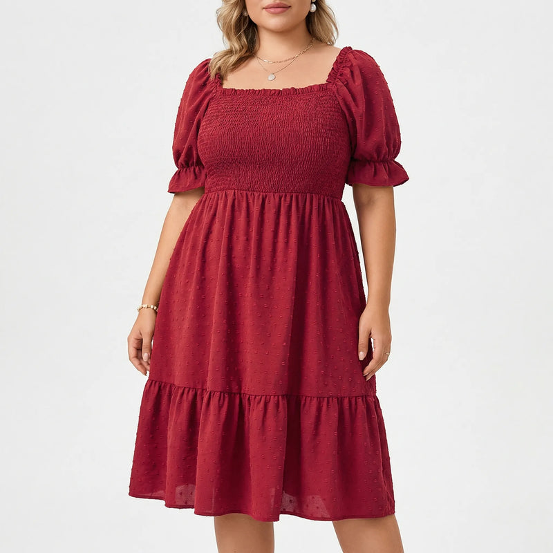 Plus Size Smocked Bodice Maxi Dress - Connie