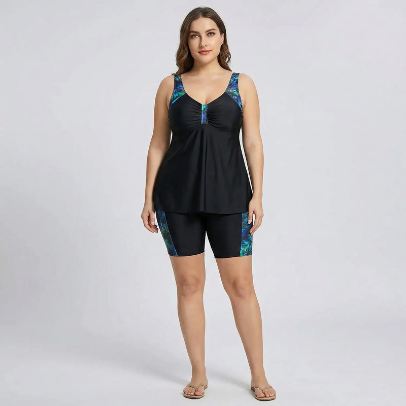 Plus Size Tankini With Bike Shorts - Danielle