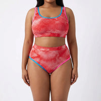 Plus Size Tie Dye Two-Piece Bikini Set - Jean
