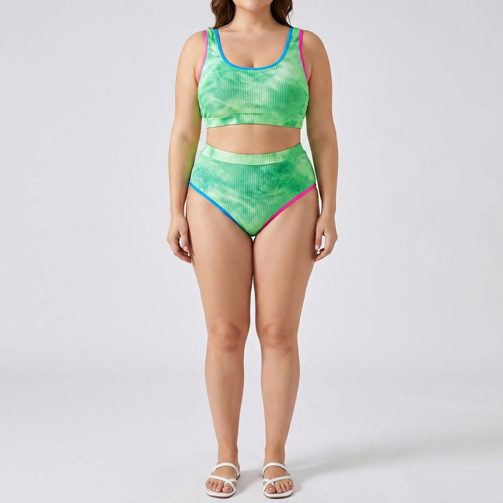 Plus Size Tie Dye Two-Piece Bikini Set - Jean