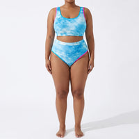 Plus Size Tie Dye Two-Piece Bikini Set - Jean