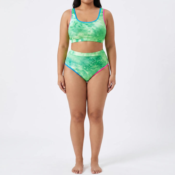 Plus Size Tie Dye Two-Piece Bikini Set - Jean