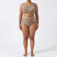 Plus Size Tie Dye Two-Piece Bikini Set - Jean