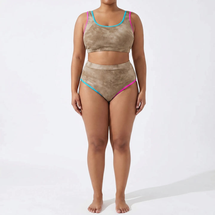 Plus Size Tie Dye Two-Piece Bikini Set - Jean