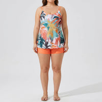 Plus Size Tropical Print Tankini Set - Lucy