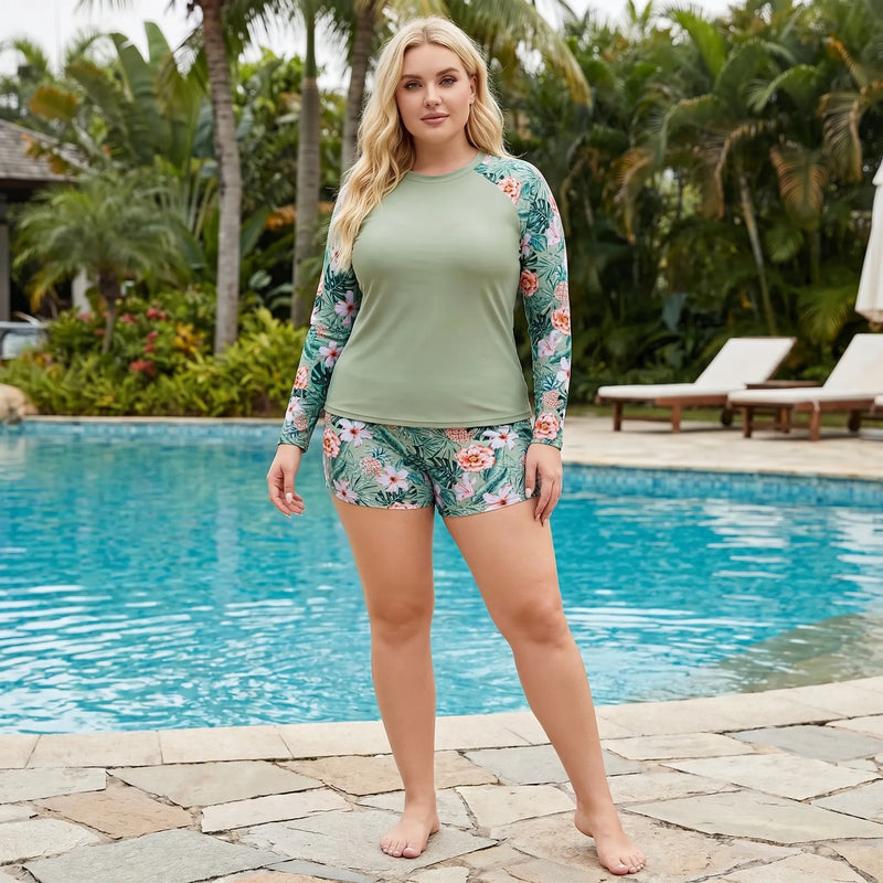 Plus Size Two-Piece Swimwear With Shorts - Geraldine