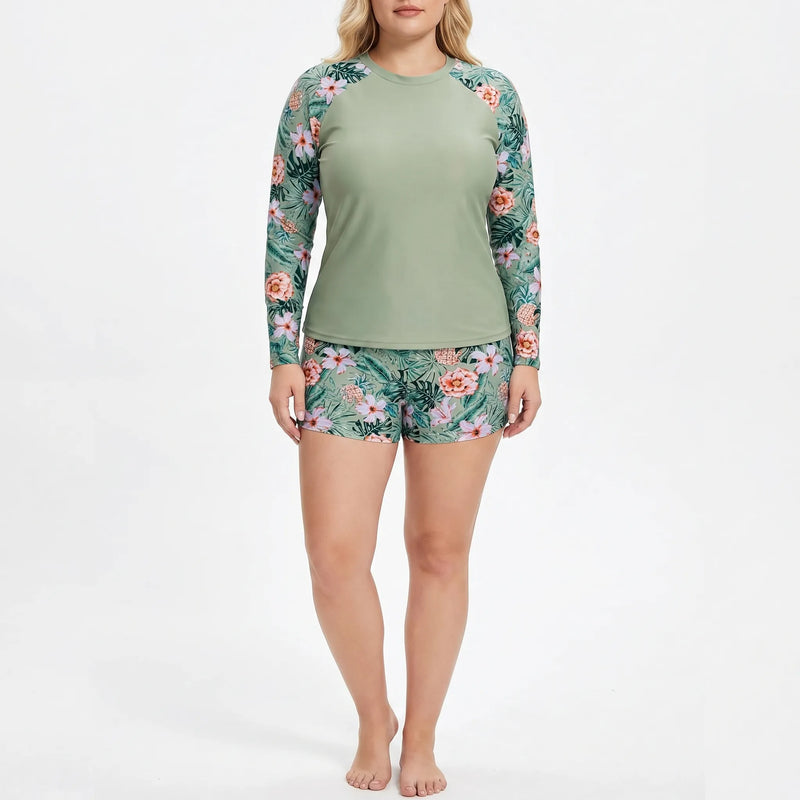 Plus Size Two-Piece Swimwear With Shorts - Geraldine