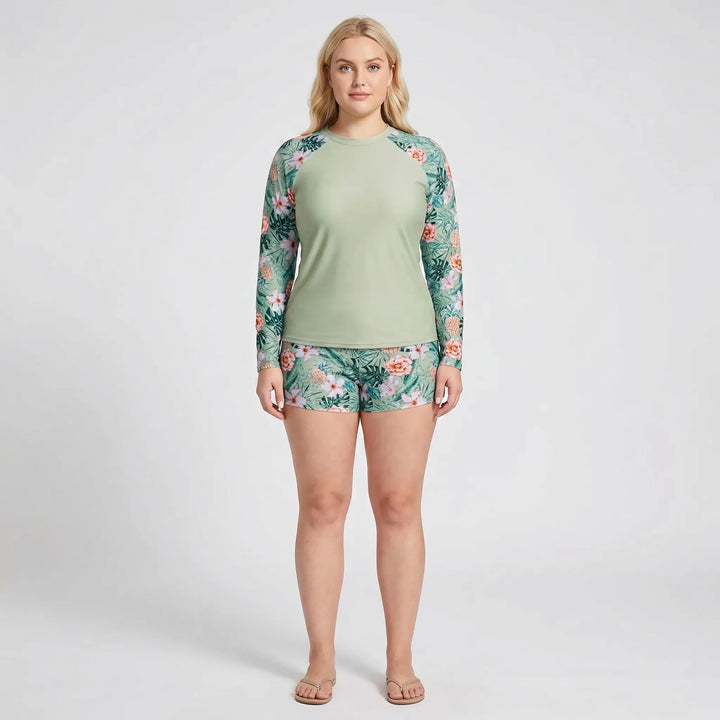 Plus Size Two-Piece Swimwear With Shorts - Geraldine