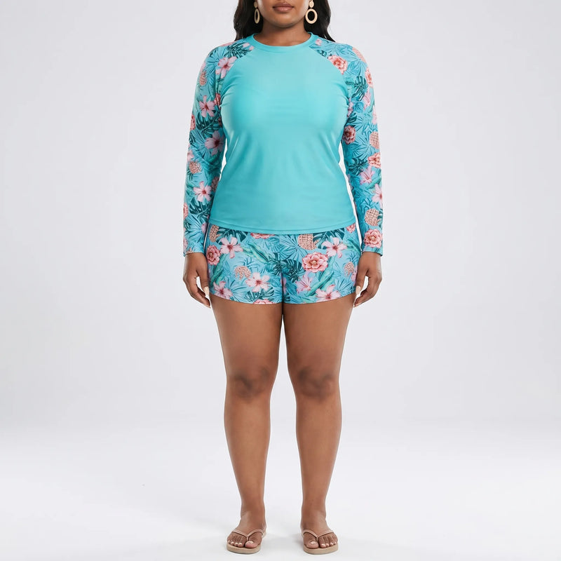 Plus Size Two-Piece Swimwear With Shorts - Geraldine